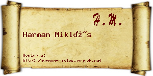 Harman Miklós névjegykártya